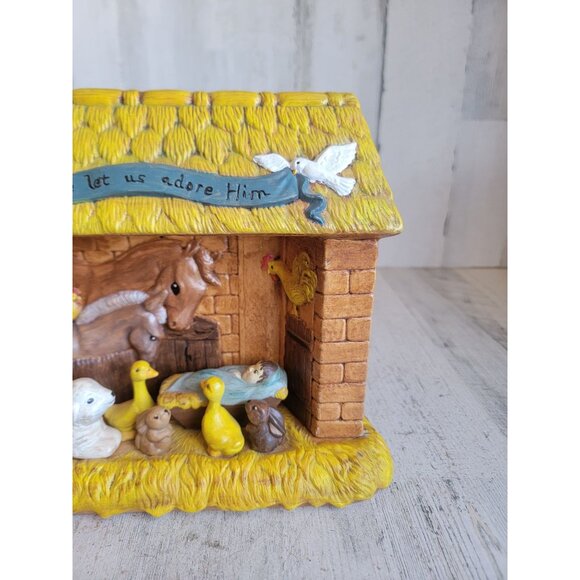 BB vintage ceramic nativity scene stable animals Jesus Xmas home decor - Picture 4 of 11